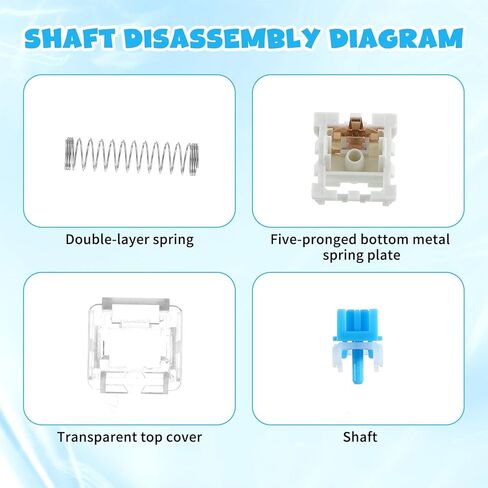 Keyboard Switches, 50 Pcs 3 PIN Blue Keyboard Clicker Replacement Dustproof Mechanical Keyboards Switches for Most Gaming Keyboards in Saudi Arabia