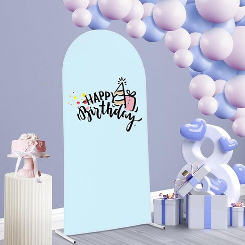 6.5ft Tall Wedding Arch Kit - Steel Tube Arched Backdrop Stand with 11 lbs Load Capacity - White Modern Archway and Blue Cover for Ceremony Decorations & Photo Background in Saudi Arabia