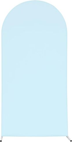 6.5ft Tall Wedding Arch Kit - Steel Tube Arched Backdrop Stand with 11 lbs Load Capacity - White Modern Archway and Blue Cover for Ceremony Decorations & Photo Background in Saudi Arabia