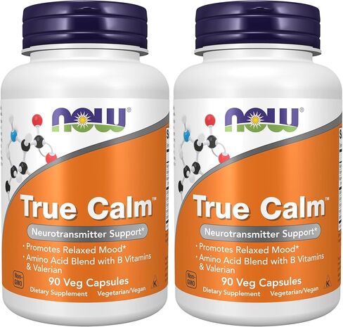 NOW Supplements, True Calm™, Amino Acid blend with B Vitamins & Valerian , 90 Veg Capsules in Kuwait