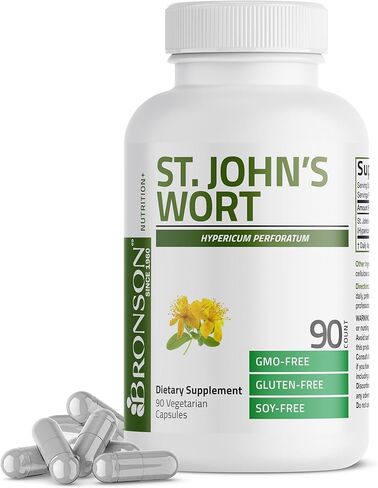 Bronson St. John's Wort 700 MG per Serving Hypericum Perforatum Supports a Positive Mood - Non-GMO, 90 Vegetarian Capsules in Saudi Arabia