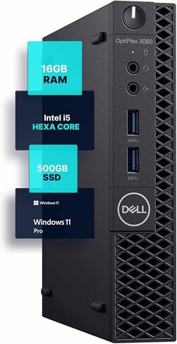 Dell Optiplex 3060 Micro PC | Windows 11 Pro | Intel i5-8500 | 16GB RAM + 500GB SSD | 5G WiFi + BT | Mini Desktop Computer (Renewed) in Saudi Arabia