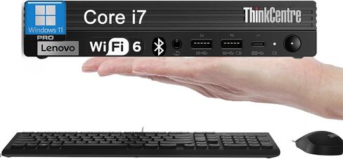 كمبيوتر سطح المكتب Lenovo ThinkCentre M70q Gen 5 Tiny Business (Intel Core i7-14700T، ذاكرة الوصول العشوائي DDR5 سعة 16 جيجابايت، 512 جيجابايت PCIe SSD) MFF، كمبيوتر صغير، DisplayPort، HDMI، Wi-Fi، Ethernet، Bluetooth، Windows 11 Pro (متجدد) in Saudi Arabia