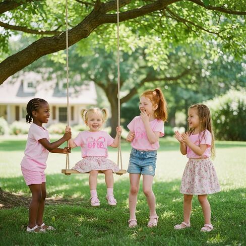 Toddler Baby Girl 1st 2nd 3rd 4th Birthday Outfit One Two Three Four Year Old Bow Short Sleeve T-Shirt Summer Clothes in Saudi Arabia
