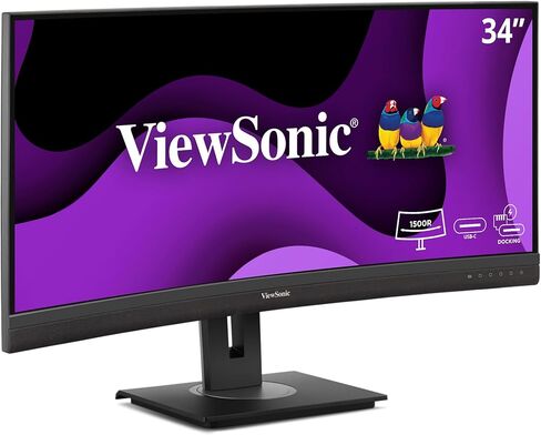 شاشة فيوسونيك VG3456CA مقاس 34 بوصة 21:9 منحنية فائقة الدقة QHD 4K مع تصميم مريح، 100 وات USB C، قاعدة توصيل مدمجة، جيجابت إيثرنت RJ45 للمنزل والمكتب in Saudi Arabia