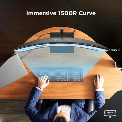 شاشة فيوسونيك VG3456CA مقاس 34 بوصة 21:9 منحنية فائقة الدقة QHD 4K مع تصميم مريح، 100 وات USB C، قاعدة توصيل مدمجة، جيجابت إيثرنت RJ45 للمنزل والمكتب in Saudi Arabia