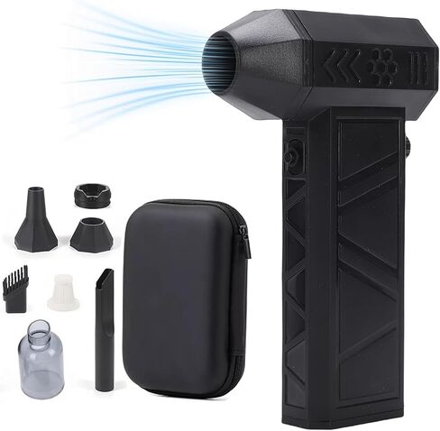 Denash Handheld Turbo Fan Vacuum, 140000 RPM Air Blower and Mini Vacuum, Cordless Air Duster with Brushless Motor for Computer Car Home Cleaning (Black Turbo Fan with Kit) in Saudi Arabia