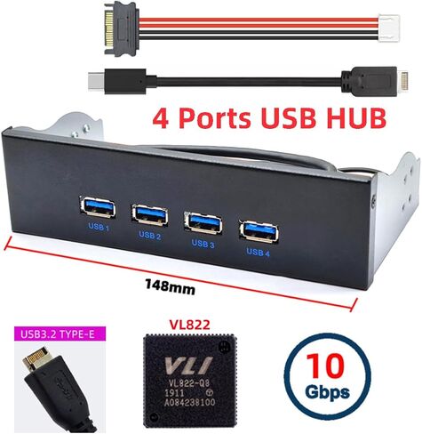 CY 10 جيجابت في الثانية USB 3.1 Type-A HUB 4 منافذ اللوحة الأمامية إلى اللوحة الأم نوع-E موصل كابل 10 جيجابت في الثانية لعلبة خليج CD-ROM مقاس 5.25 بوصة in Saudi Arabia