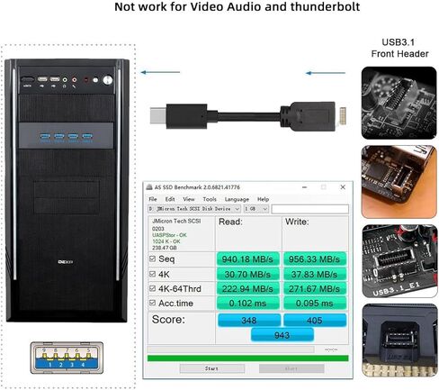 CY 10 جيجابت في الثانية USB 3.1 Type-A HUB 4 منافذ اللوحة الأمامية إلى اللوحة الأم نوع-E موصل كابل 10 جيجابت في الثانية لعلبة خليج CD-ROM مقاس 5.25 بوصة in Saudi Arabia