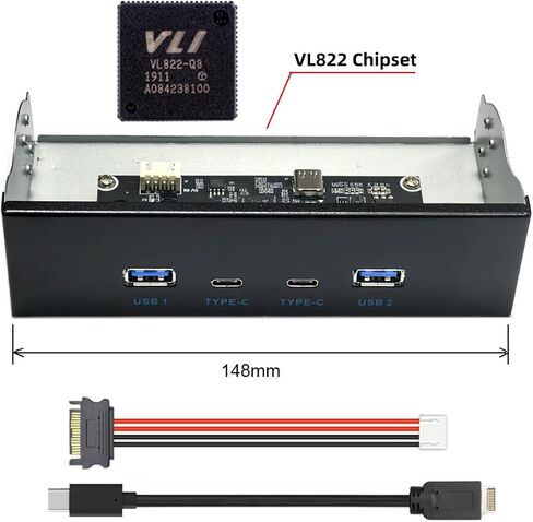 CY 10Gbps USB 3.1 Type-A HUB 4 Ports Front Panel to Motherboard Type-E Connector Cable 10Gbps for 5.25" CD-ROM Bay Tray in Kuwait