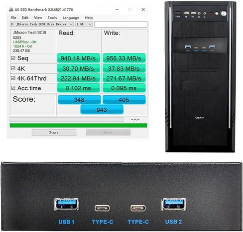CY 10Gbps USB 3.1 Type-A HUB 4 Ports Front Panel to Motherboard Type-E Connector Cable 10Gbps for 5.25" CD-ROM Bay Tray in Kuwait