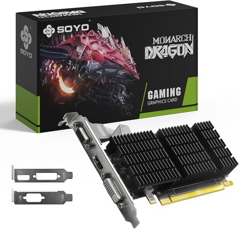 SOYO AMD Radeon R5 230 Low Profile Graphics Card, 2GB DDR3 64 Bit Video Card with HDMI 1.3A/VGA/DVI PCI Express x16 1.1 Small Form Factor Computer GPU (Fanless Cooling) in Saudi Arabia