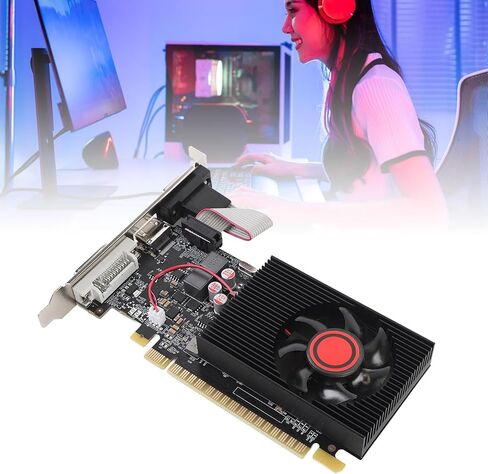 بطاقة رسومات GT610، بطاقة فيديو 1 جيجا DDR3 64 بت 500 ميجا هرتز 600 ميجا هرتز PCI Express 2.0، مكثف صلب ومروحة تبريد لـ 7 8 10 11 Vista in Kuwait
