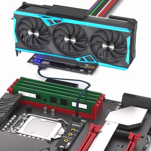 Mustpoint M.2 M-Key 2242/2260/2280 إلى PCI-e 4.0 X16 مع كابل تمديد Oculink SFF-8612/8611 كبطاقة رسومات خارجية، PWR من ATX 24PIN in Kuwait