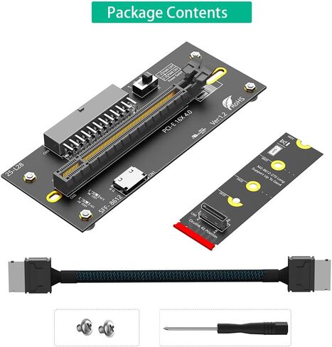 Mustpoint M.2 M-Key 2242/2260/2280 إلى PCI-e 4.0 X16 مع كابل تمديد Oculink SFF-8612/8611 كبطاقة رسومات خارجية، PWR من ATX 24PIN in Kuwait