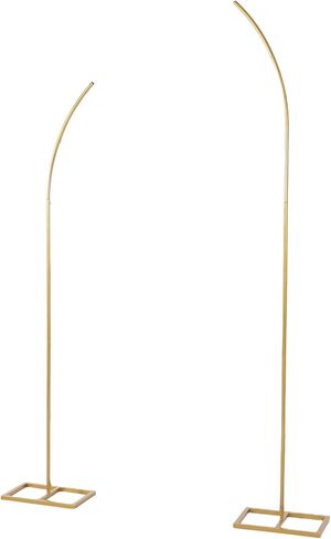 WALFRONT 2Pcs Curved Gold Metal Wedding Arch Backdrop Stand, Sturdy Iron Frame for Party Decoration, 6.7ft and 8ft for Weddings, Birthdays and Showers in Saudi Arabia