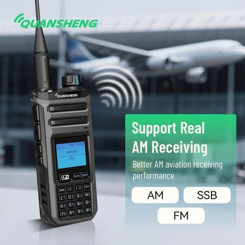 QuanSheng TK11(5) جهاز اتصال لاسلكي متعدد النطاق - 10 وات، تنبيهات الطقس NOAA، 999 قناة، عداد التردد، شحن من النوع C وبطارية 2500 مللي أمبير في الساعة للأماكن الخارجية، والمشي لمسافات طويلة، والطوارئ، والأمن (عبوتان) in Kuwait