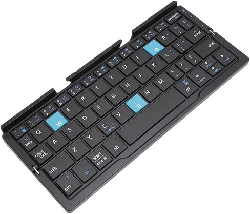 Zunate Foldable Bluetooth Keyboard, Portable Keyboard with Aluminum Alloy Housing, Multi Device Rechargeable Pocket Size Quiet Keyboard for Tablets Phones (Black Grey) in Saudi Arabia