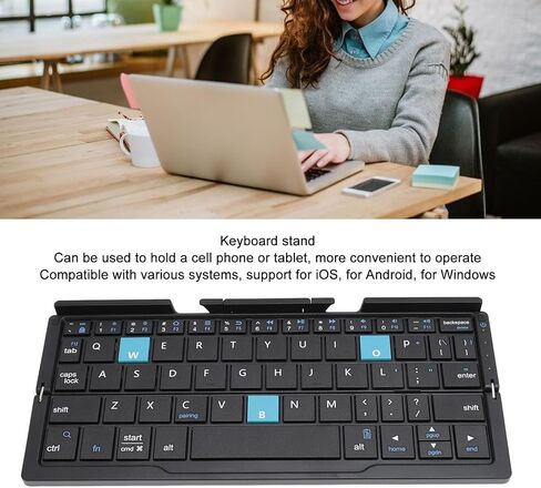 Zunate Foldable Bluetooth Keyboard, Portable Keyboard with Aluminum Alloy Housing, Multi Device Rechargeable Pocket Size Quiet Keyboard for Tablets Phones (Black Grey) in Saudi Arabia