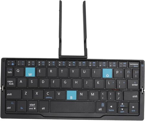 Zunate Foldable Bluetooth Keyboard, Portable Keyboard with Aluminum Alloy Housing, Multi Device Rechargeable Pocket Size Quiet Keyboard for Tablets Phones (Black Grey) in Saudi Arabia