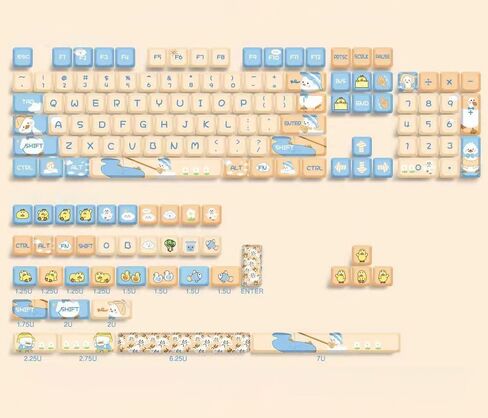 Daixiahu Cute Duck Theme keycaps 144 Key PBT keycaps XDA Custom keycap Set مناسبة لـ 61/87/104/108 Cherry MX Switch ولوحات المفاتيح الميكانيكية الأخرى in Kuwait
