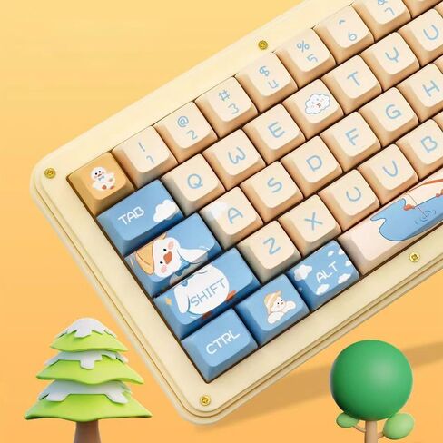 Daixiahu Cute Duck Theme keycaps 144 Key PBT keycaps XDA Custom keycap Set مناسبة لـ 61/87/104/108 Cherry MX Switch ولوحات المفاتيح الميكانيكية الأخرى in Kuwait
