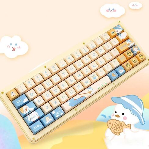 Daixiahu Cute Duck Theme keycaps 144 Key PBT keycaps XDA Custom keycap Set مناسبة لـ 61/87/104/108 Cherry MX Switch ولوحات المفاتيح الميكانيكية الأخرى in Kuwait