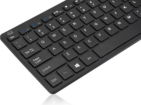 لوحة مفاتيح Adesso SlimTouch WKB-1100BB بلوتوث 3.0 صغيرة مع مفتاح مقص، ومفاتيح تشغيل الوسائط المتعددة والإنترنت، وتصميم أمريكي 78 مفتاحًا، ونطاق عمل يصل إلى 30 قدمًا in Saudi Arabia