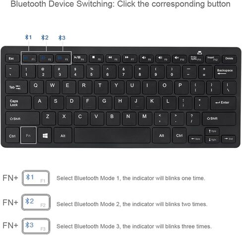 لوحة مفاتيح Adesso SlimTouch WKB-1100BB بلوتوث 3.0 صغيرة مع مفتاح مقص، ومفاتيح تشغيل الوسائط المتعددة والإنترنت، وتصميم أمريكي 78 مفتاحًا، ونطاق عمل يصل إلى 30 قدمًا in Saudi Arabia