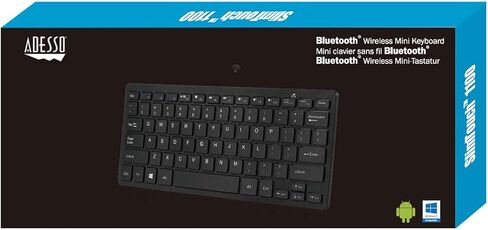 لوحة مفاتيح Adesso SlimTouch WKB-1100BB بلوتوث 3.0 صغيرة مع مفتاح مقص، ومفاتيح تشغيل الوسائط المتعددة والإنترنت، وتصميم أمريكي 78 مفتاحًا، ونطاق عمل يصل إلى 30 قدمًا in Saudi Arabia