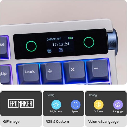 EPOMAKER TH108 PRO لوحة مفاتيح ميكانيكية كاملة الحجم مع شاشة ومقبض + كابل USB ملفوف منتفخ in Kuwait
