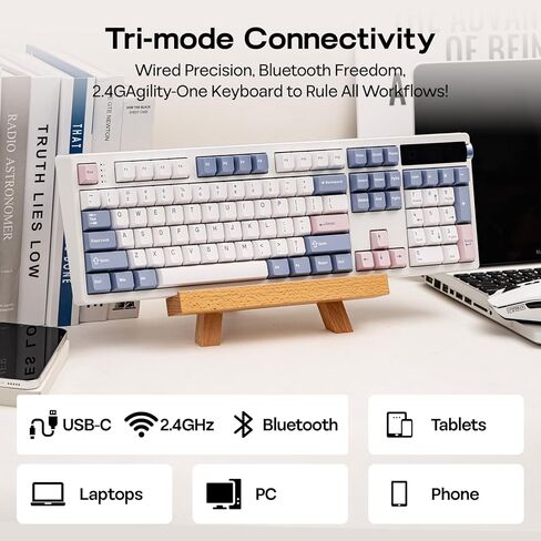 EPOMAKER TH108 PRO لوحة مفاتيح ميكانيكية كاملة الحجم مع شاشة ومقبض + كابل USB ملفوف منتفخ in Kuwait