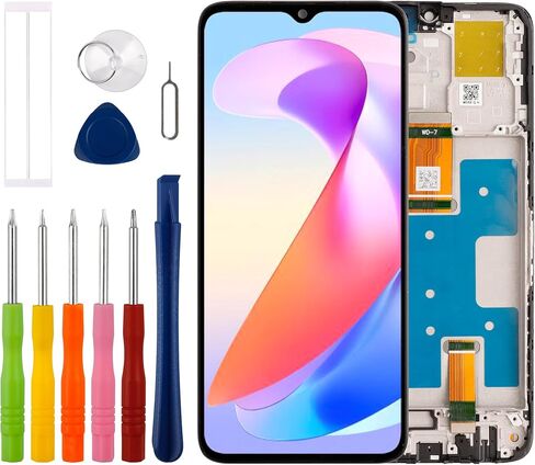 [with Frame][New] Duotipa LCD Display Touch Screen Digitizer Assembly Replacement for Honor X6a WDY-LX1 6.56" with Technical Repair Tools Kit-Black. in Saudi Arabia