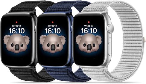 حلقة رياضية من النايلون HSWAI متوافقة مع سوار ساعة Apple للأطفال 38 مم 40 مم 41 مم 42 مم 44 مم 45 مم 46 مم 49 مم، 3 عبوات ناعمة للمعصم الصغير من الفتيات والأولاد iWatch Series 11/10/9/8/7/6/5/4/3/2/1/SE/Ultra in Kuwait