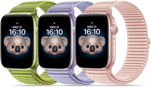 حلقة رياضية من النايلون HSWAI متوافقة مع سوار ساعة Apple للأطفال 38 مم 40 مم 41 مم 42 مم 44 مم 45 مم 46 مم 49 مم، 3 عبوات ناعمة للمعصم الصغير من الفتيات والأولاد iWatch Series 11/10/9/8/7/6/5/4/3/2/1/SE/Ultra in Kuwait