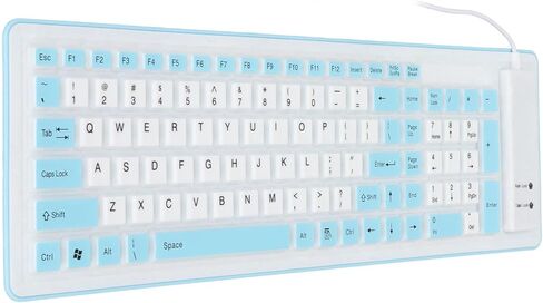 Foldable Silicone Keyboard, Full Sealing Mute Typing USB Wired Roll Up Keyboard for PC (Blue) in Saudi Arabia