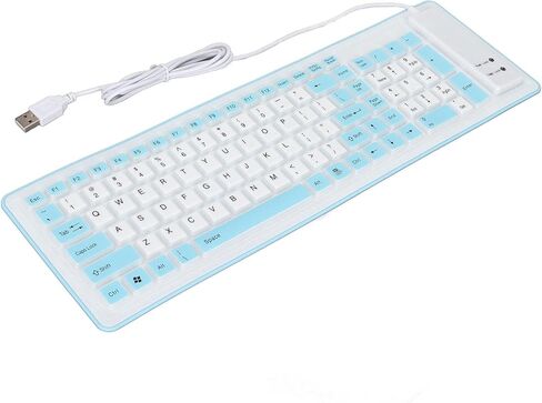 Foldable Silicone Keyboard, Full Sealing Mute Typing USB Wired Roll Up Keyboard for PC (Blue) in Saudi Arabia