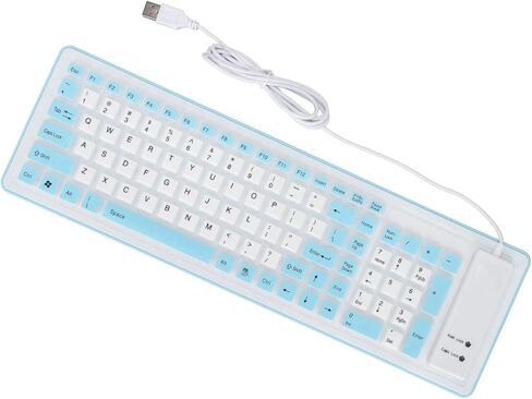 Foldable Silicone Keyboard, Full Sealing Mute Typing USB Wired Roll Up Keyboard for PC (Blue) in Saudi Arabia