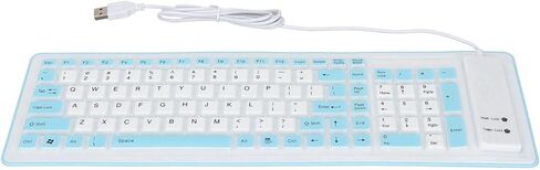 Foldable Silicone Keyboard, Full Sealing Mute Typing USB Wired Roll Up Keyboard for PC (Blue) in Saudi Arabia