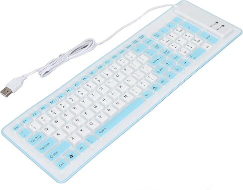Foldable Silicone Keyboard, Full Sealing Mute Typing USB Wired Roll Up Keyboard for PC (Blue) in Saudi Arabia