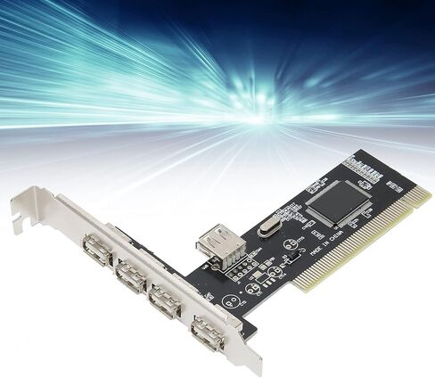بطاقة توسيع PCI، محول محور 4 منافذ USB 2.0 مع شريحة VIA VT6212L لملحقات الكمبيوتر العالمية، محول عالي السرعة، معدل نقل يصل إلى 480 ميجا بايت / ثانية in Kuwait