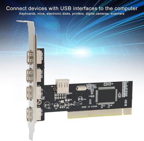 بطاقة توسيع PCI، محول محور 4 منافذ USB 2.0 مع شريحة VIA VT6212L لملحقات الكمبيوتر العالمية، محول عالي السرعة، معدل نقل يصل إلى 480 ميجا بايت / ثانية in Kuwait