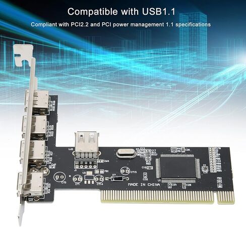 بطاقة توسيع PCI، محول محور 4 منافذ USB 2.0 مع شريحة VIA VT6212L لملحقات الكمبيوتر العالمية، محول عالي السرعة، معدل نقل يصل إلى 480 ميجا بايت / ثانية in Kuwait