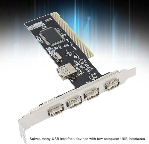 بطاقة توسيع PCI، محول محور 4 منافذ USB 2.0 مع شريحة VIA VT6212L لملحقات الكمبيوتر العالمية، محول عالي السرعة، معدل نقل يصل إلى 480 ميجا بايت / ثانية in Kuwait