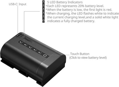 SMALLRIG Dummy Battery and 2520mAh USB-C Battery for Canon LP-E6P in Saudi Arabia