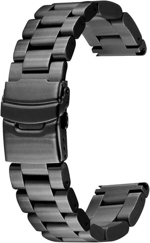 SINAIKE 22mm 24mm 26mm Black Silver Super Thick 5.5mm Average Brushed Stainless Steel Straight Ends Watch Band for Men Diver Double Lock Buckle in Kuwait