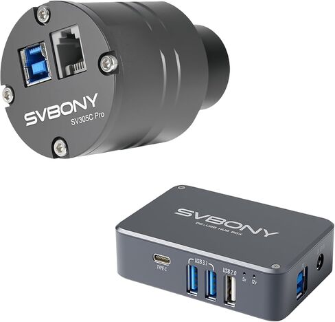 SVBONY SV305C Pro Telescope Camera, USB 3.0 High-Speed Transmission, 2MP IMX662 Sensor Camera with SV241 Astronomy Telescope Power Adapter, Micro DC USB HUB for Outdoor Astrophotography in Saudi Arabia