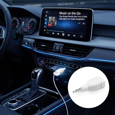 2 قطعة محول صوت AUX إلى 3.5 مم، محول USB A أنثى إلى ذكر USB أنثى-3.5 مم ذكر مقبس محول لمحرك الأقراص U-Disk-Connect Car CD Player-منفذ مساعد فقط، أبيض in Kuwait