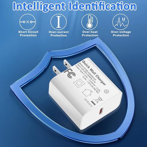 كتلة شاحن حائط USB C لجهاز iPhone 17,20W محول قابس الطاقة لجهاز iPhone 17/17 Air/17 Pro/17 Pro Max، 16 15 14 13 12 11، iPad، Google، Samsung Fast Charging، Type C Charger Bolck in Kuwait