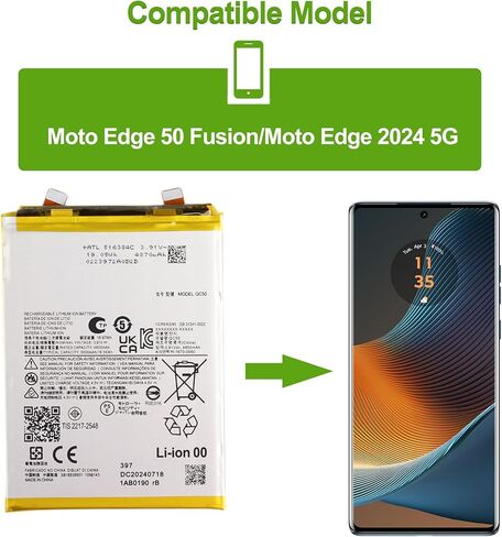 Replacement Battery QC50 Compatible with Moto Edge 50 Fusion/Moto Edge 2024 5G (XT2405-1) with Tools in Saudi Arabia